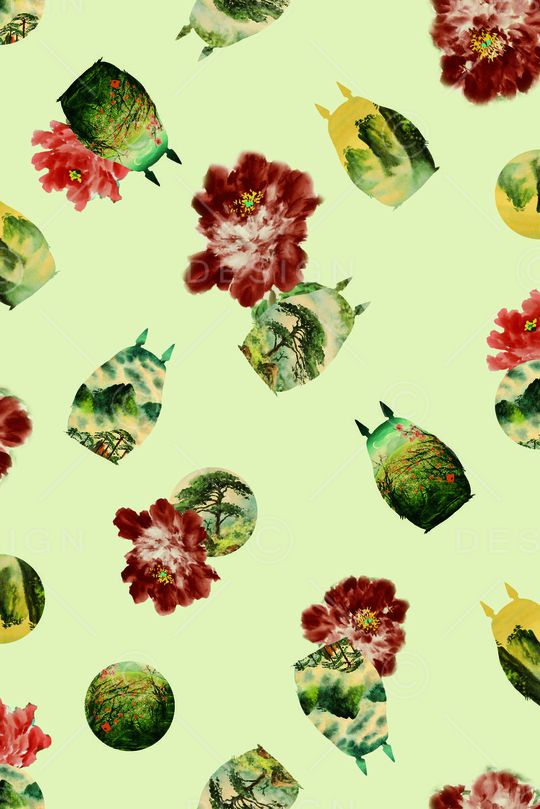 水墨印花华亿平台图片