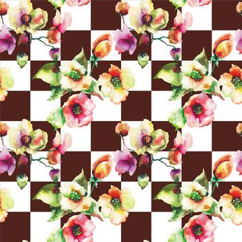 455477-水彩方格花