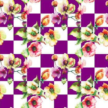 455478-水彩方格花