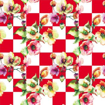 455479-水彩方格花
