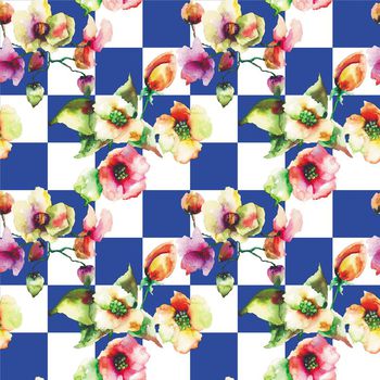 455481-水彩方格花
