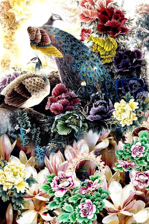 孔雀印花华亿平台图片