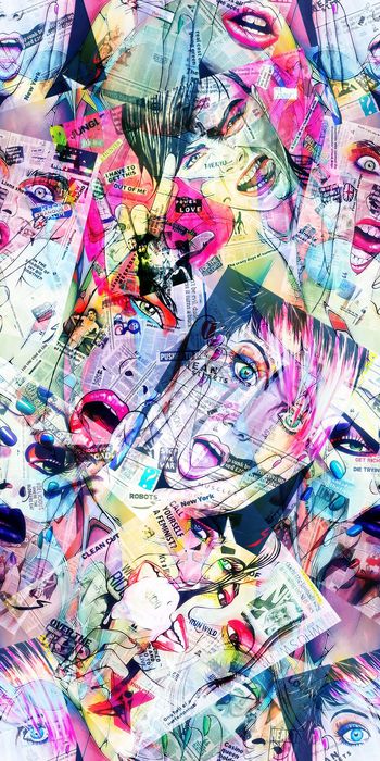 455872-复古 报纸 手绘 美女   真丝 