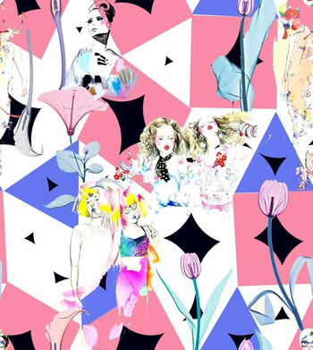 455881-时尚插画女＋几何