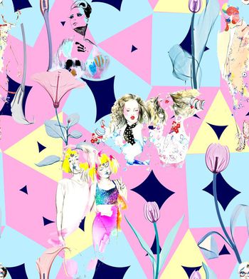455882-时尚插画女＋几何