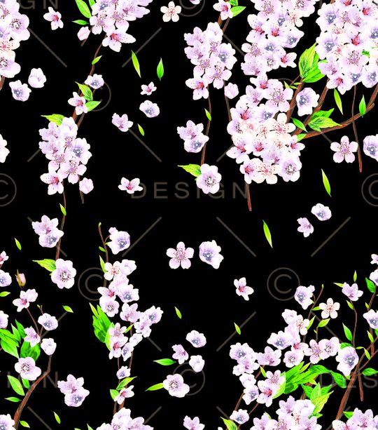 紫色桃花印花华亿平台图片