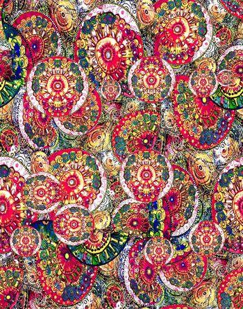 456083-民族风抽象圆圈花卉