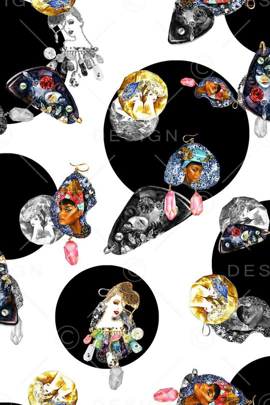 几何黑白圆点印花华亿平台图片