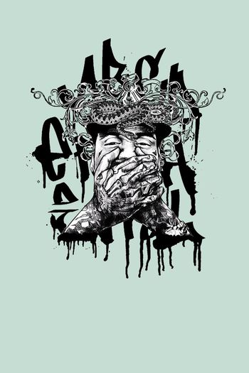 456205-欧式花纹黑白纹身人物蛇头蛇皮涂鸦文