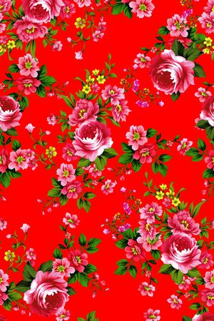 手绘花卉组合印花华亿平台图片