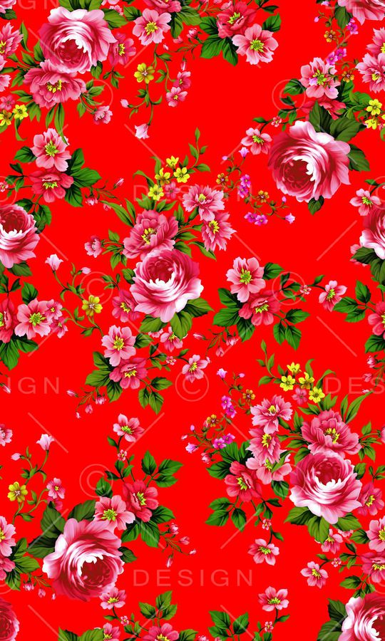 手绘花卉组合印花华亿平台图片