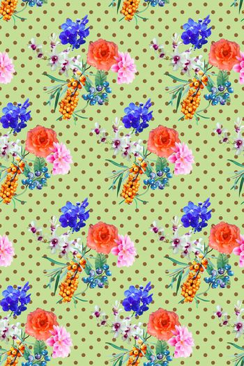 456405-经典波点小清新花卉水果女装半身裙连