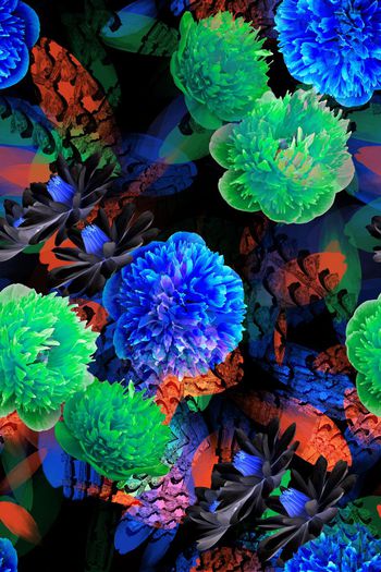 456413-哥特风格暗黑宇宙纹理明艳超大花卉秋