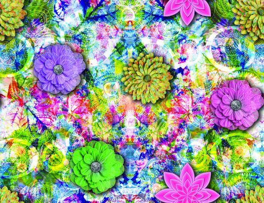 抽象花卉印花华亿平台图片