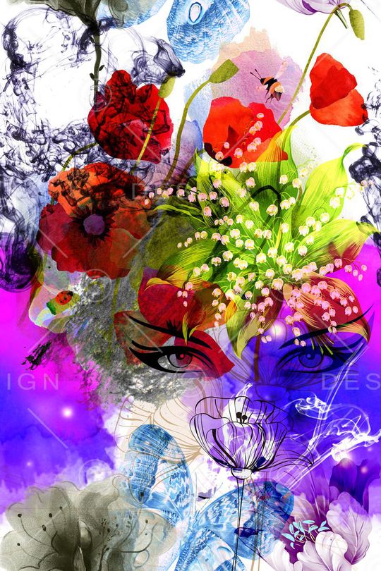 花卉人物印花华亿平台图片