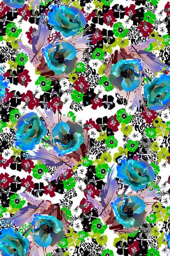 456697-满版潮流欧美风格花卉