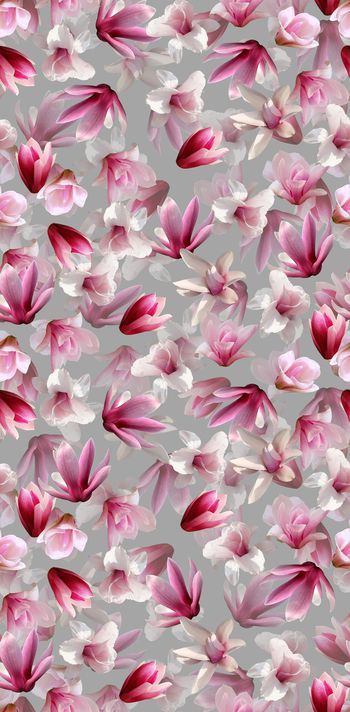 456728-时尚写实粉色玉兰花渐变数码印花