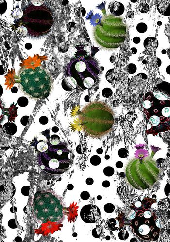 456763-沙漠植物圆点笔触仙人掌仙人球花卉男