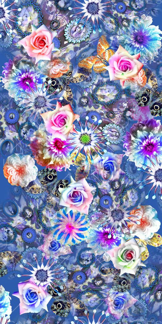 蝴蝶宝石底印花华亿平台图片