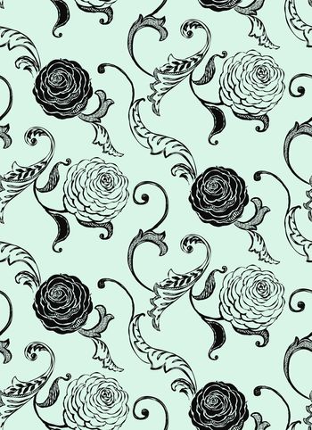 456779-《玫瑰&玫瑰》玫瑰花卉图案 线条纹