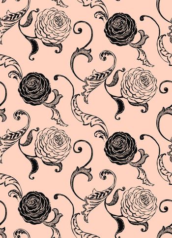 456780-《玫瑰&玫瑰》玫瑰花卉图案 线条纹