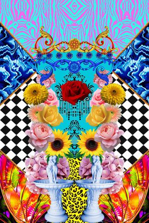 几何图案印花华亿平台图片