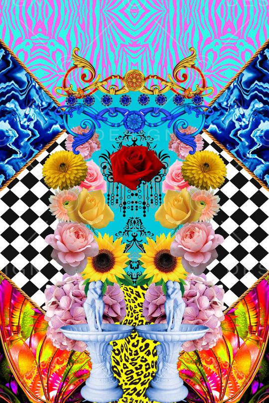 几何图案印花华亿平台图片