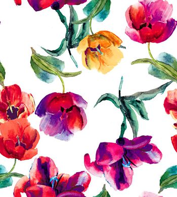 456824-流行时尚简约手绘彩色花卉