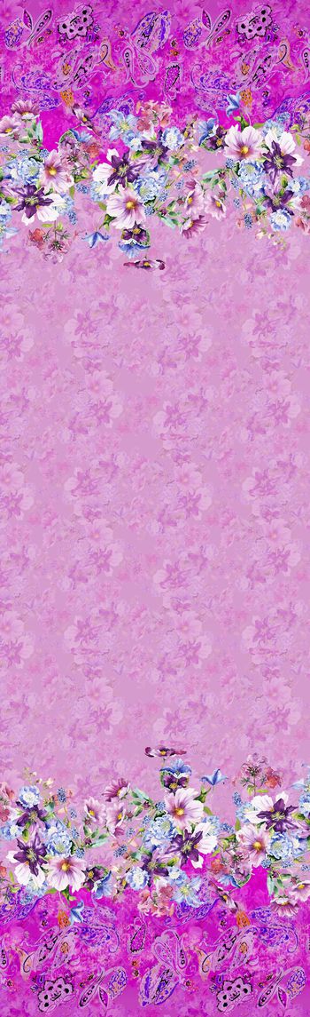 456833-手绘水彩火腿纹花卉经典围巾华亿平台