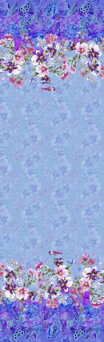 456835-手绘水彩火腿纹花卉经典围巾华亿平台