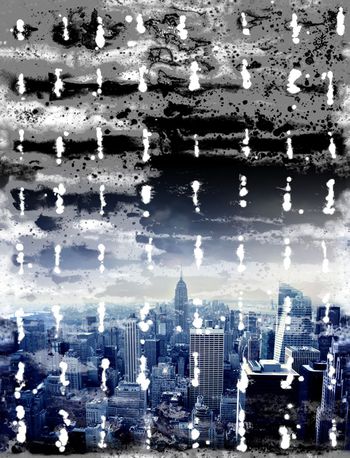 457026-男装破洞肌理黑白水墨山水城市都市组