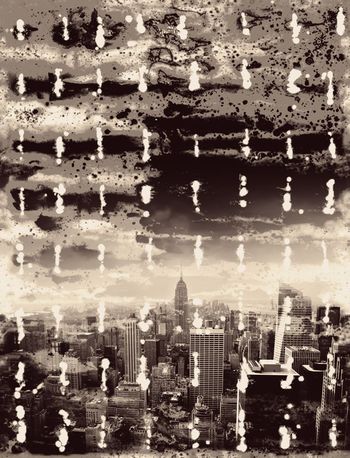 457027-男装破洞肌理黑白水墨山水城市都市组