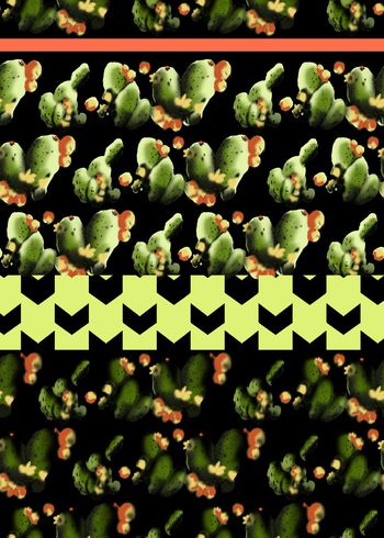 457113-男女通用手绘仙人掌活性印花，有分色