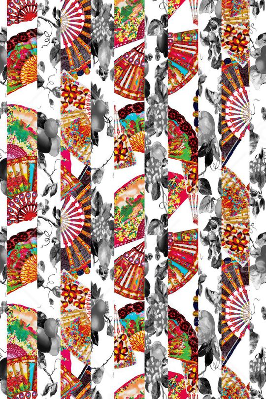 黑白水果印花华亿平台图片