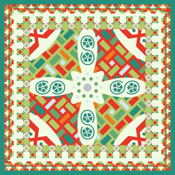 457310-建筑几何图案方巾一花二色