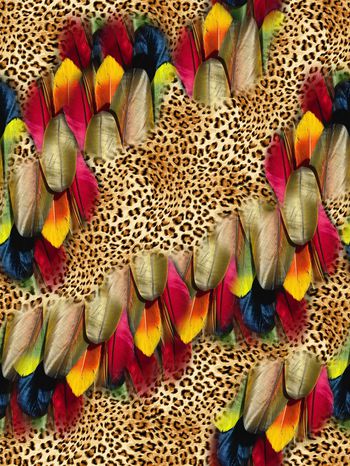 457434-为豹添翼 豹纹动物纹 皮毛羽毛