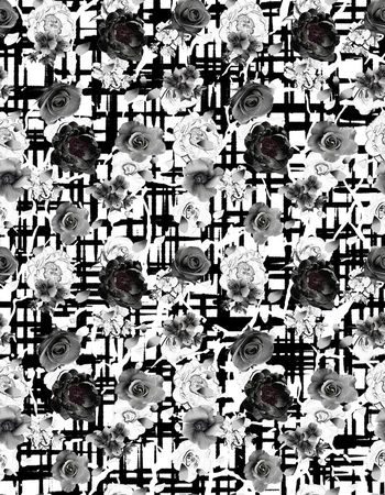 457556-复古几何手绘笔触条纹浪漫花卉纹理组