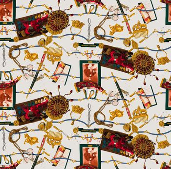 457733-时尚大牌欧洲贵族金属装饰数码印花