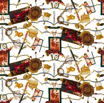 457734-时尚大牌欧洲贵族金属装饰数码印花