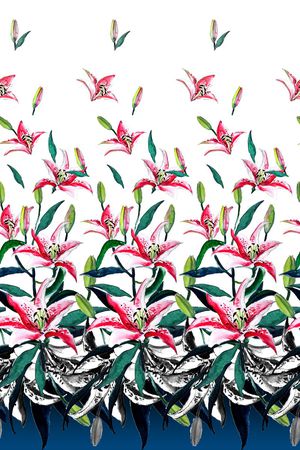 手绘花卉印花华亿平台图片