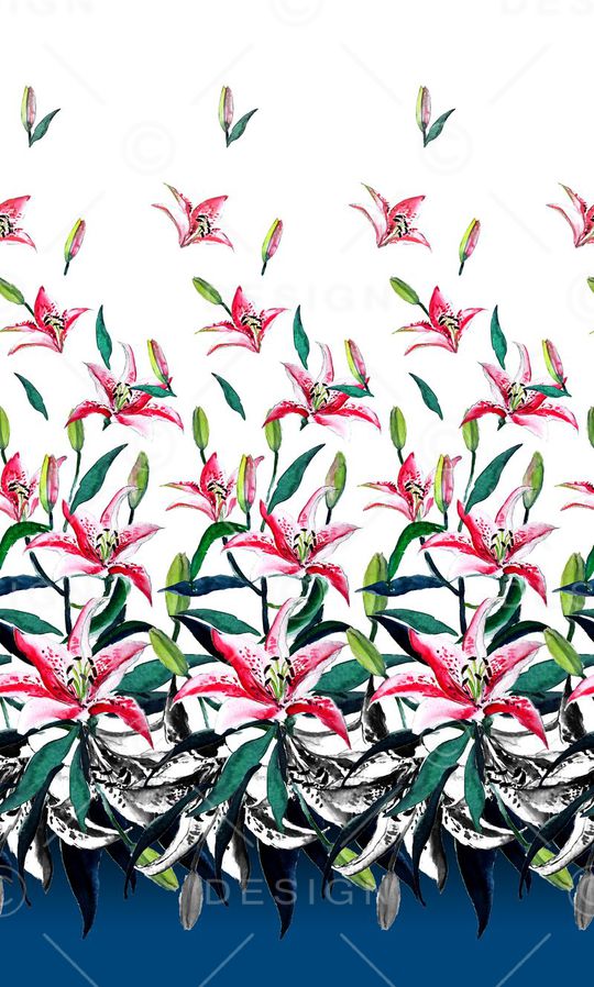 手绘花卉印花华亿平台图片