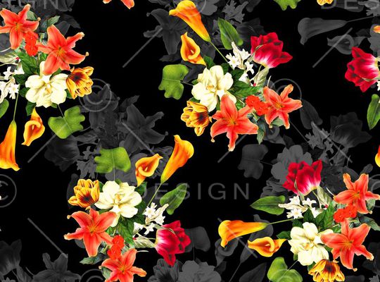 朵花花卉印花华亿平台图片