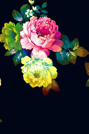 彩色手绘花卉印花华亿平台图片