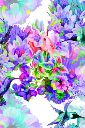 花鸟印花华亿平台图片