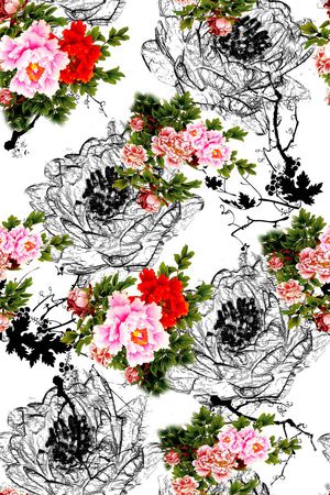 水墨印花华亿平台图片