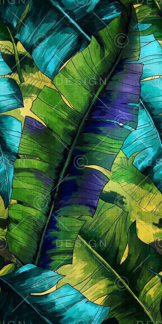 热带植物印花华亿平台图片