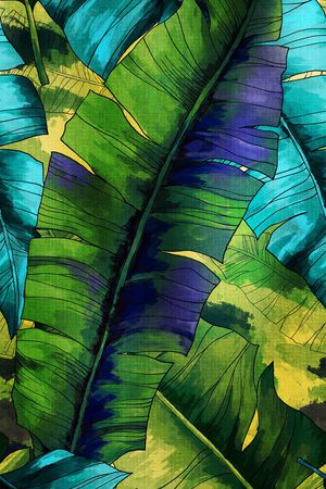 热带植物印花华亿平台图片