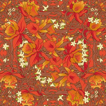 458045-高端时尚大牌重叠花卉花藤