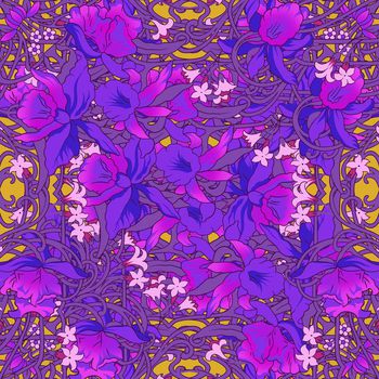 458046-高端时尚大牌重叠花卉花藤