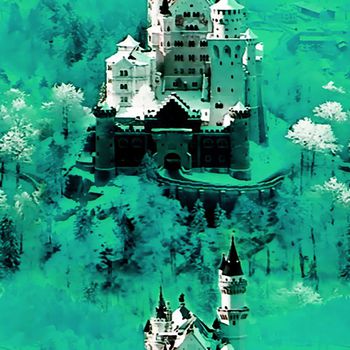 458242-时尚 大牌 水彩 古堡 风光 男女